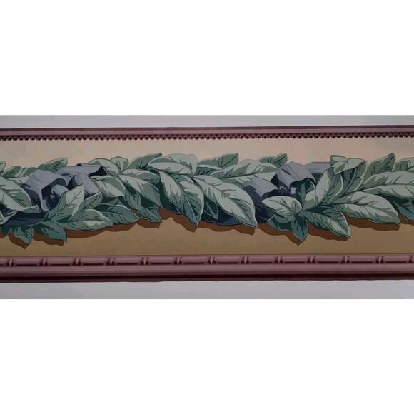 Seabrook Designs Pre-pasted Wall Border - Leaves with Boulders - 5 yds - LB357B - Picture 1 of 3